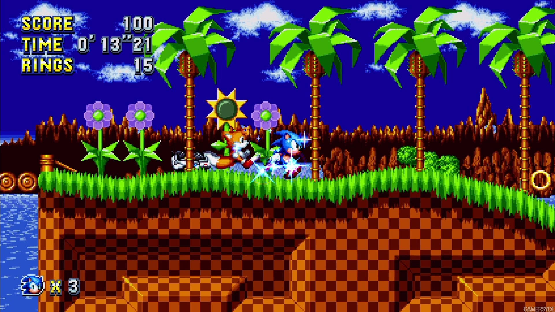 Green Hill Zone With A Shimmering Sonic Wallpaper