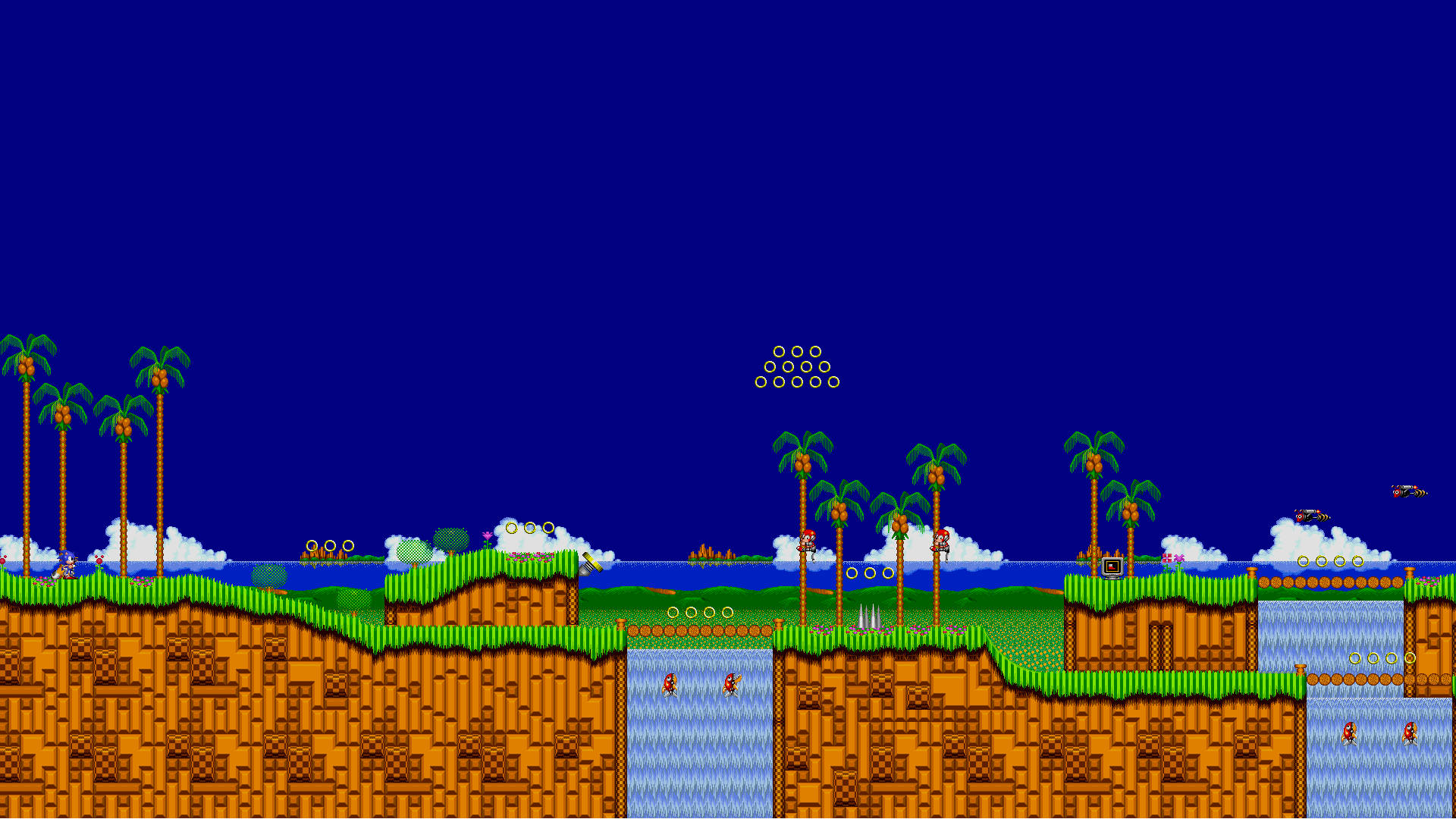 Green Hill Zone With Waterfalls Wallpaper