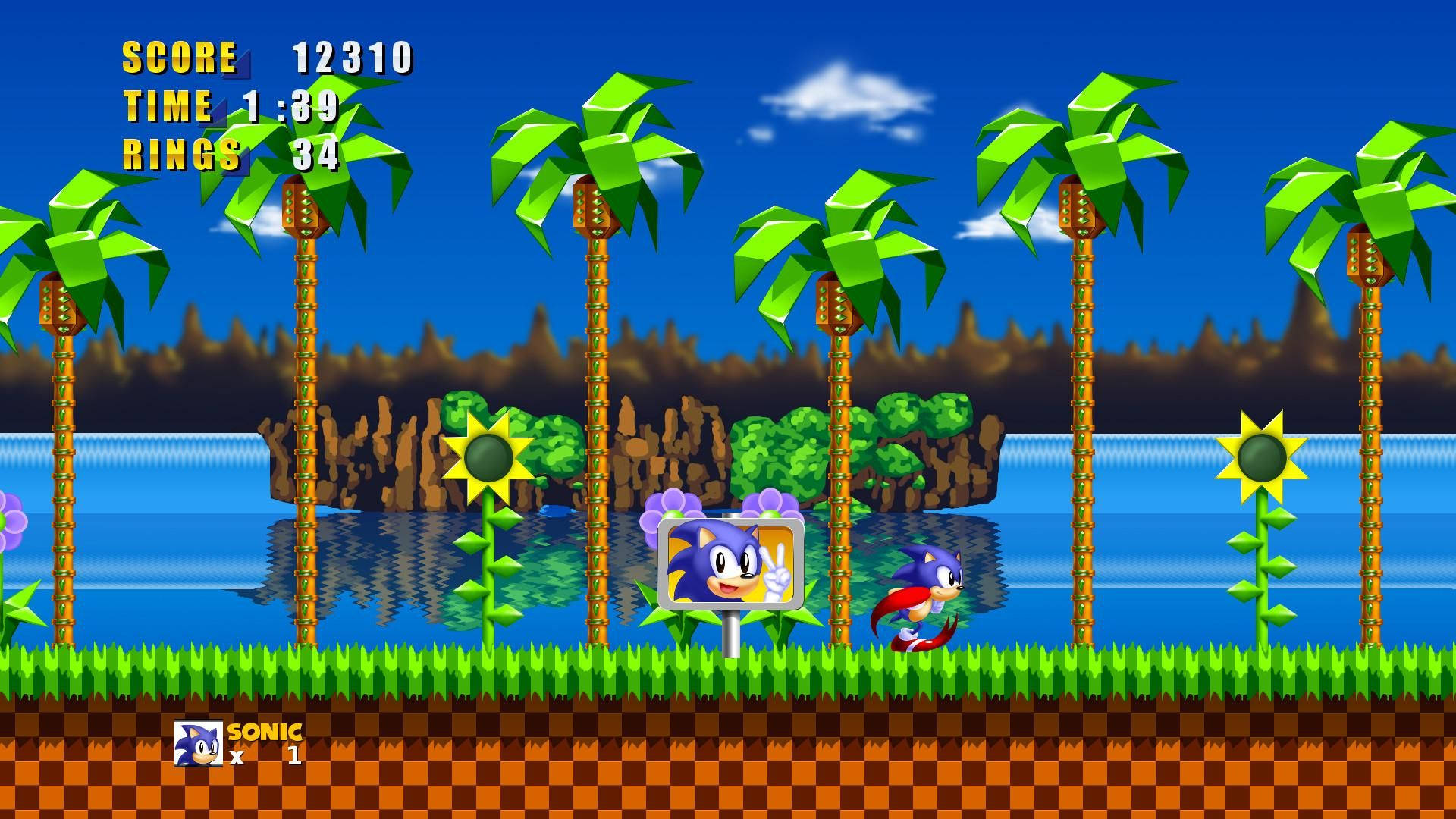Green Hill Zone With A Checkpoint Wallpaper