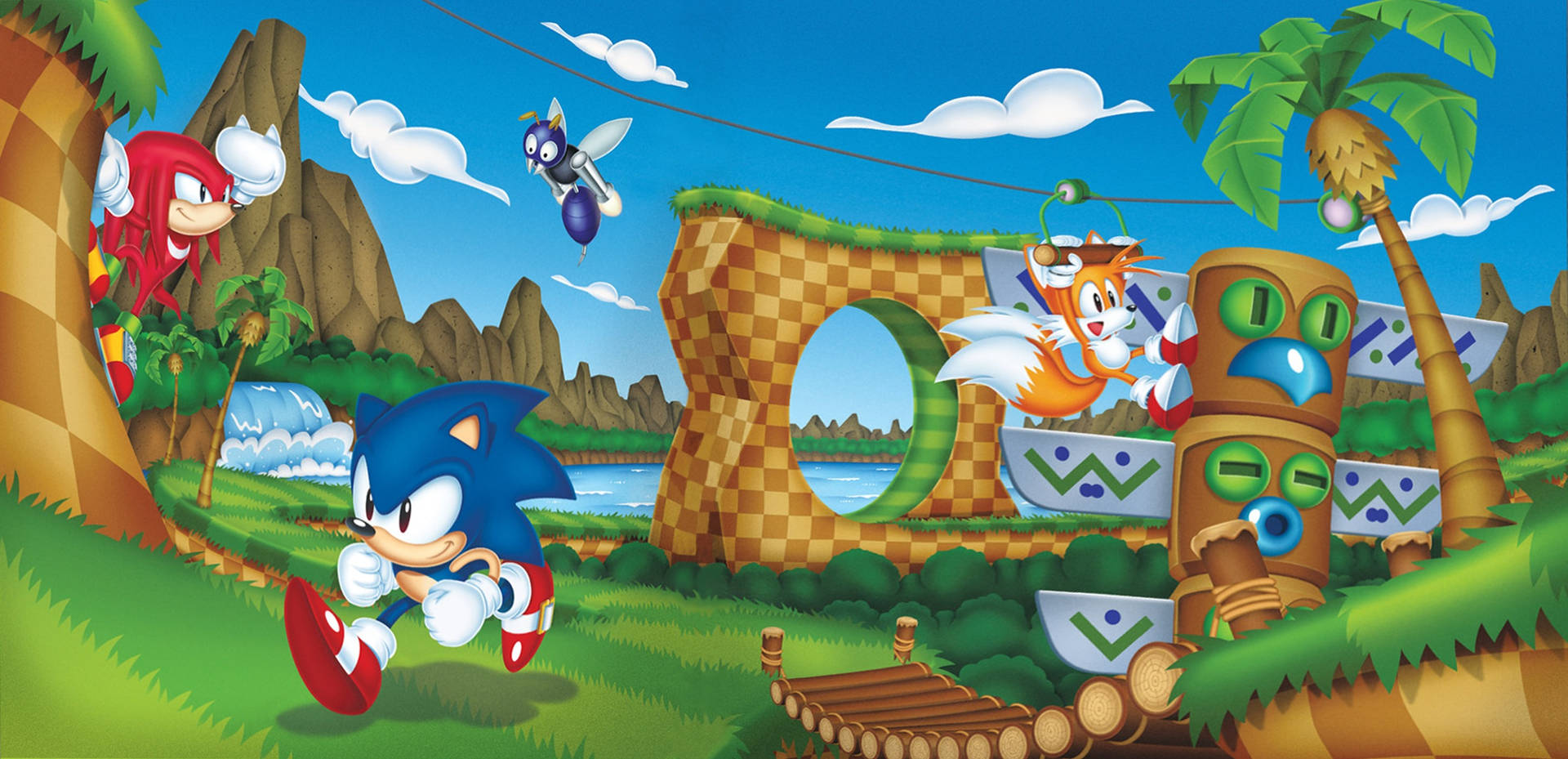 Green Hill Zone With Sonic And Friends Wallpaper
