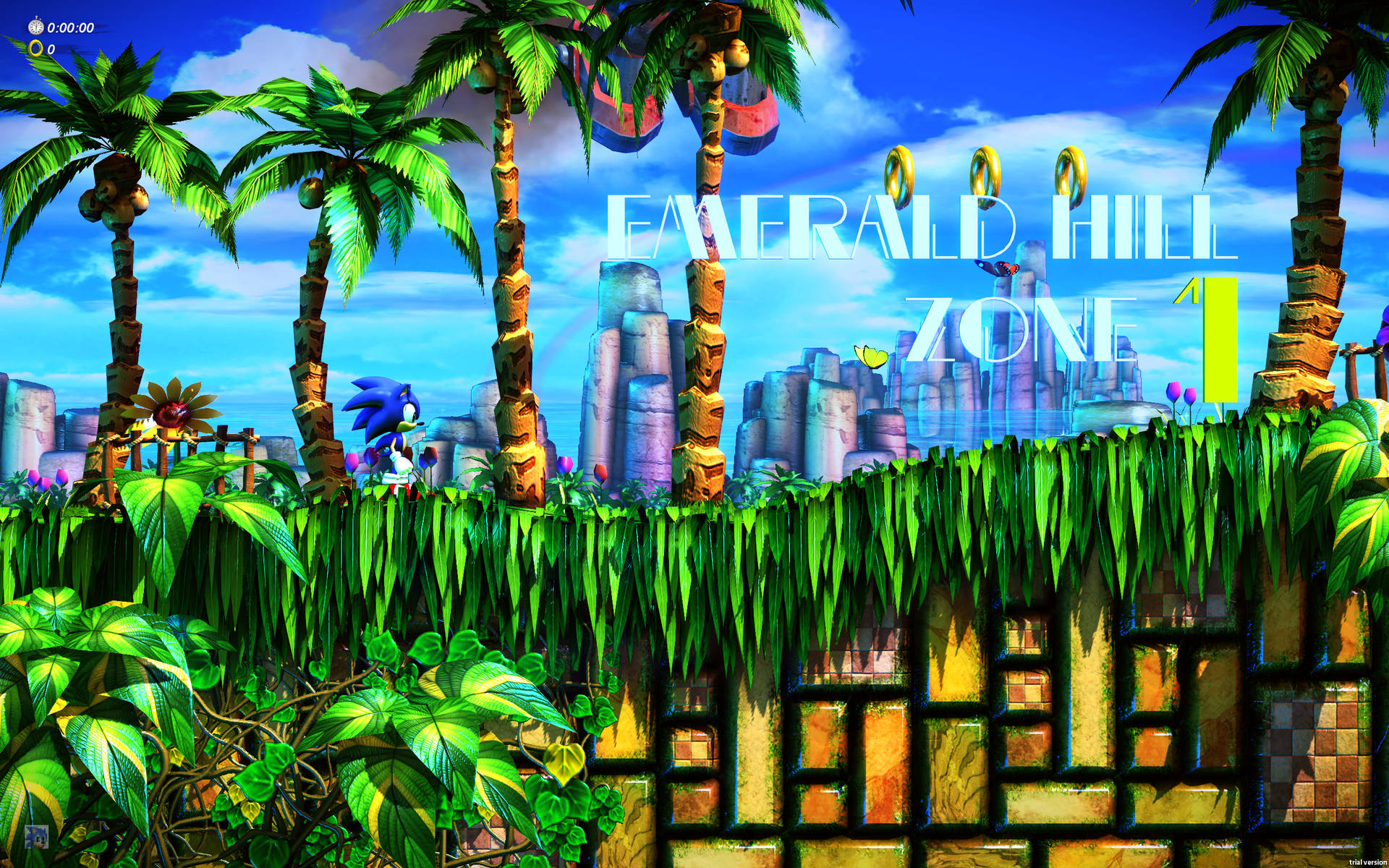 Soaring the Skies of Green Hill Zone Wallpaper