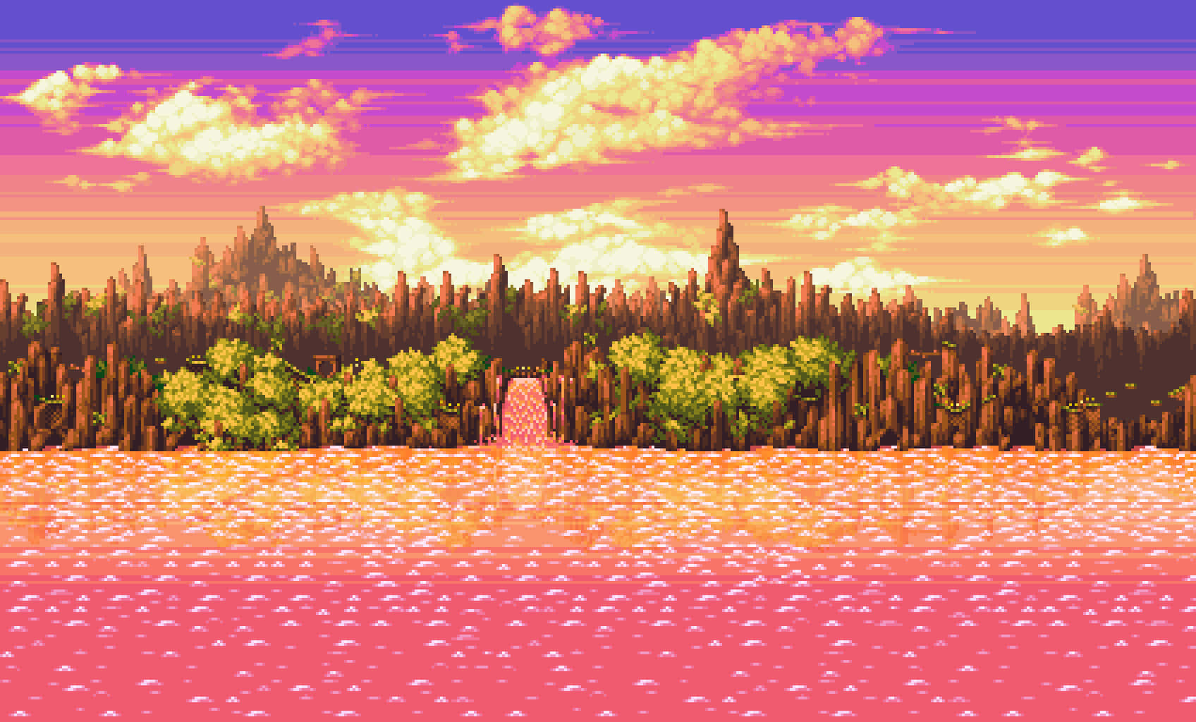 A scenic view of the evergreen Green Hill Zone