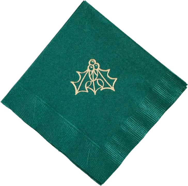 Green Holly Embossed Napkin PNG
