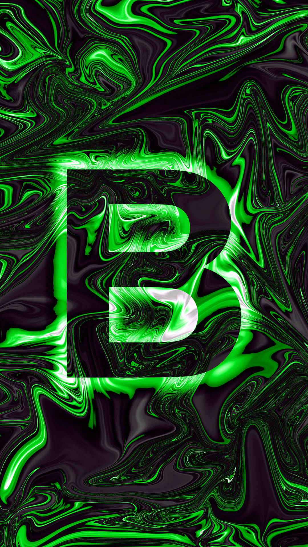 Green Holographic Letter B Wallpaper