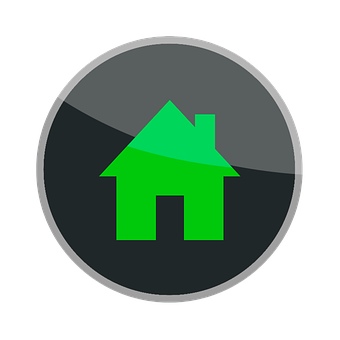 Green Home Icon Dark Background PNG