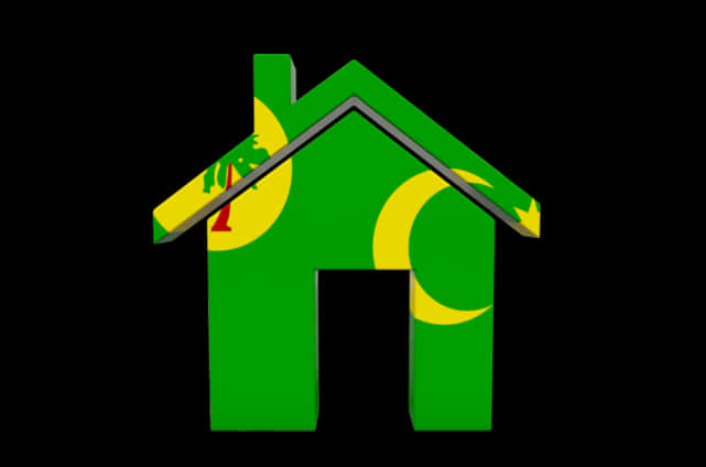 Green Home Iconwith Yellow Moonsand Stars PNG