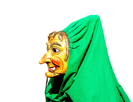Green Hooded Witch Mask PNG