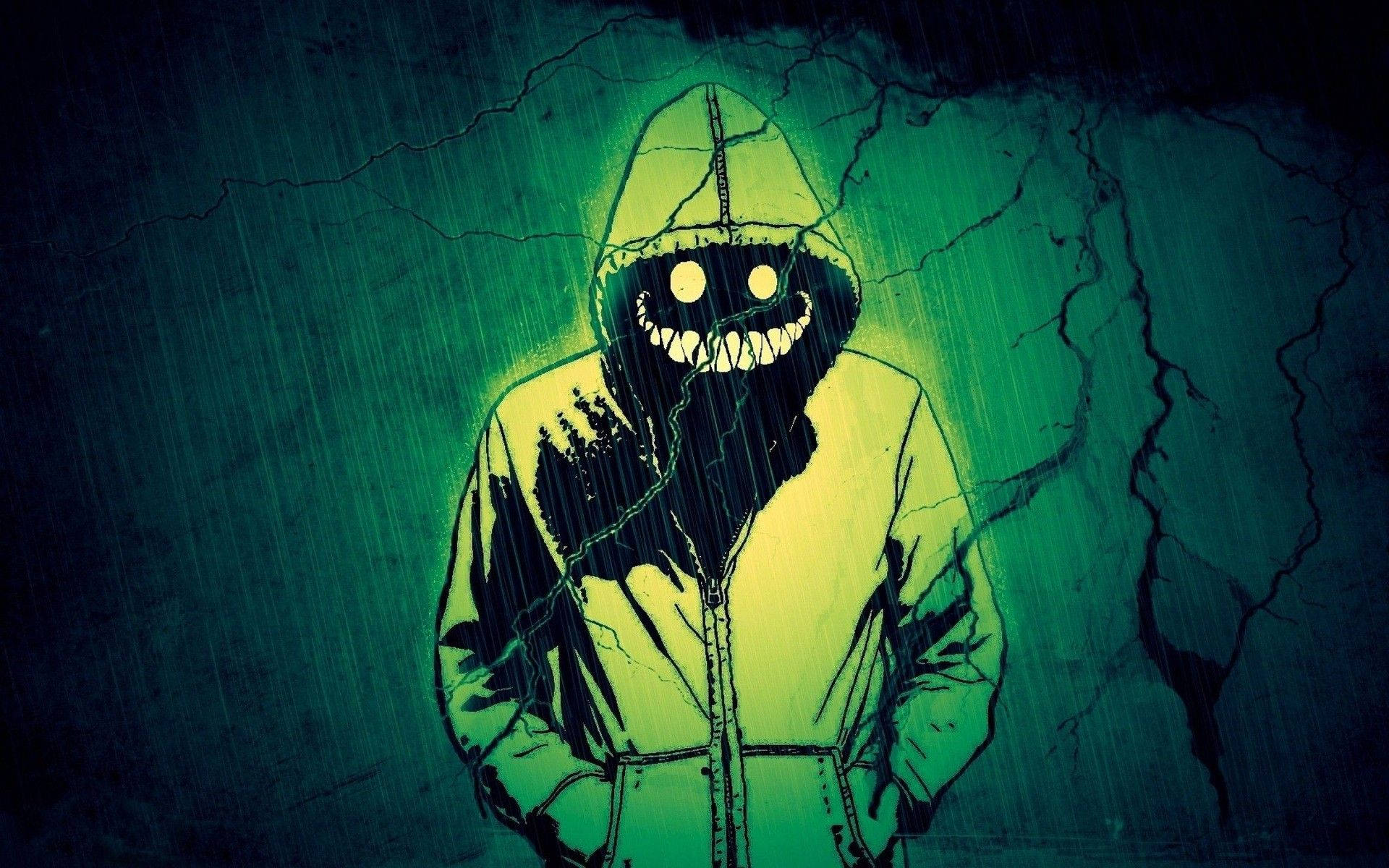 Green Hoodie With Face Wallpaper