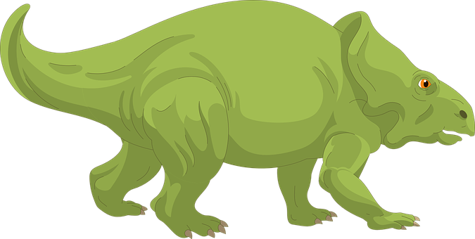 Green_ Horned_ Dinosaur_ Illustration PNG