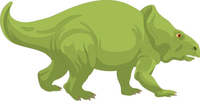 Green Horned Dinosaur Illustration PNG