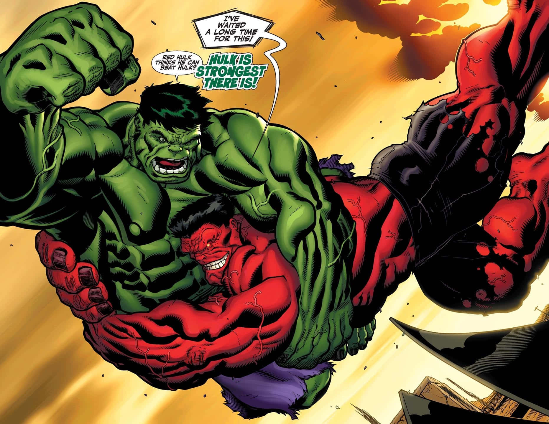 Green Hulkvs Red Hulk Comic Battle Wallpaper