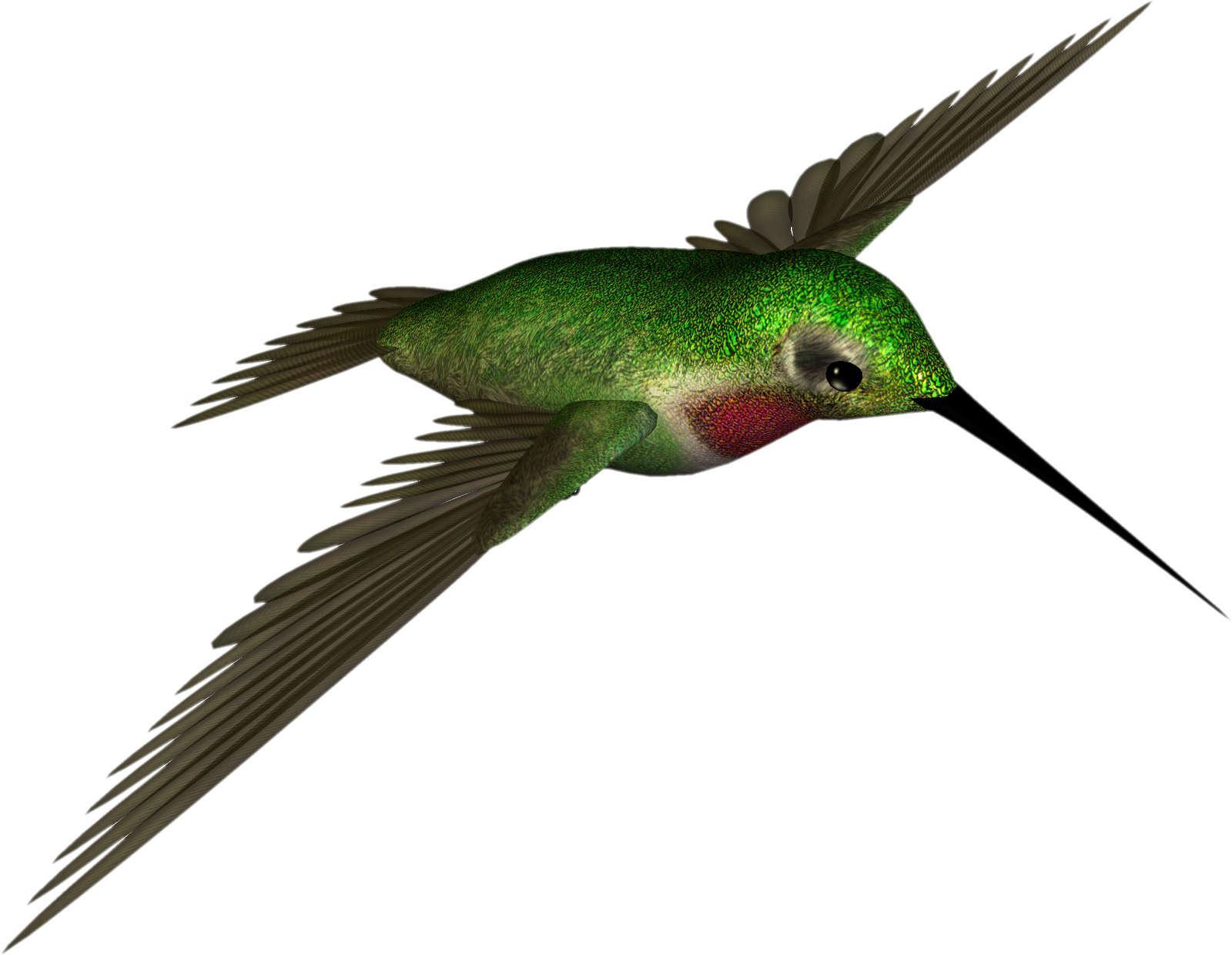 Green Hummingbird In Flight.png PNG