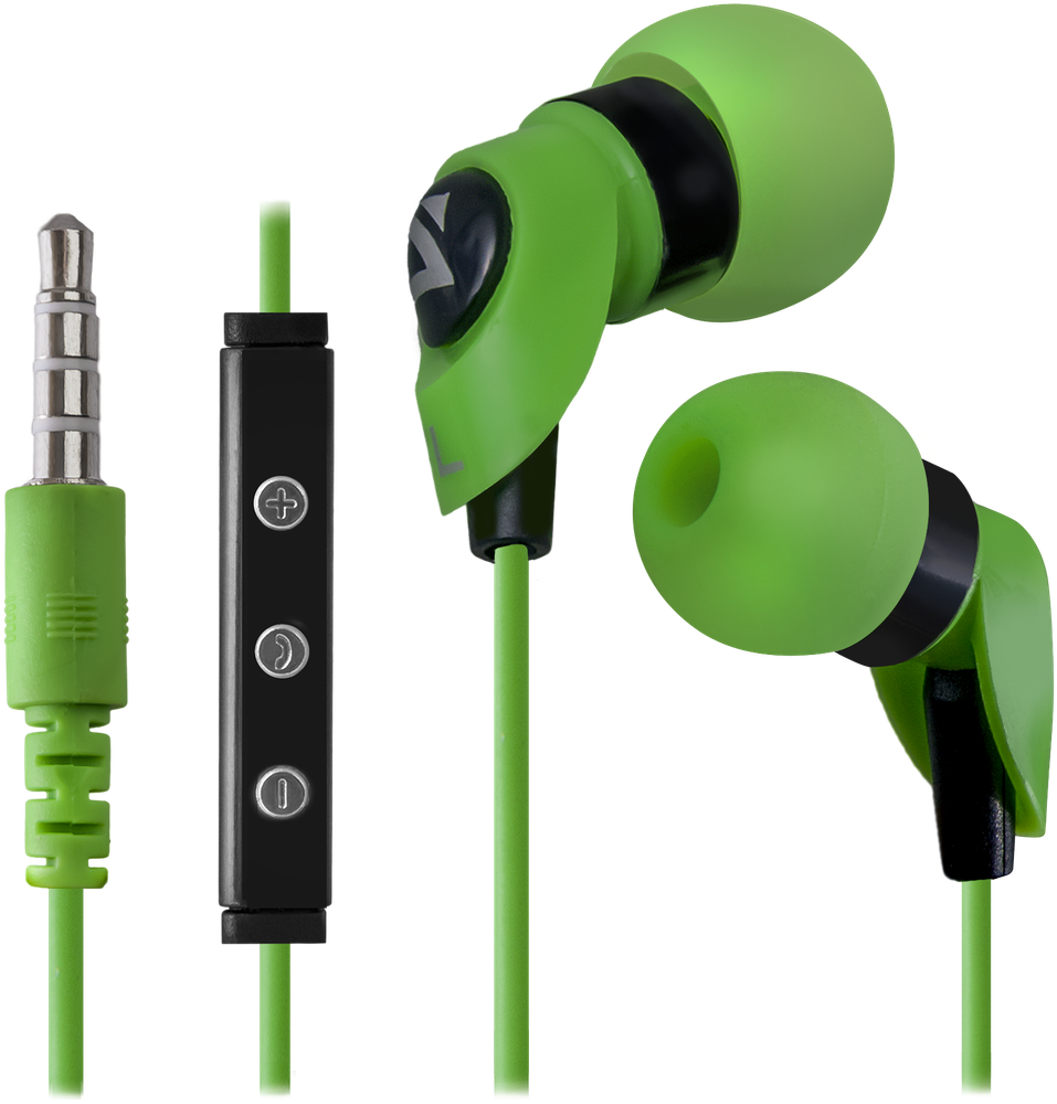 Green In Ear Headphoneswith Mic PNG