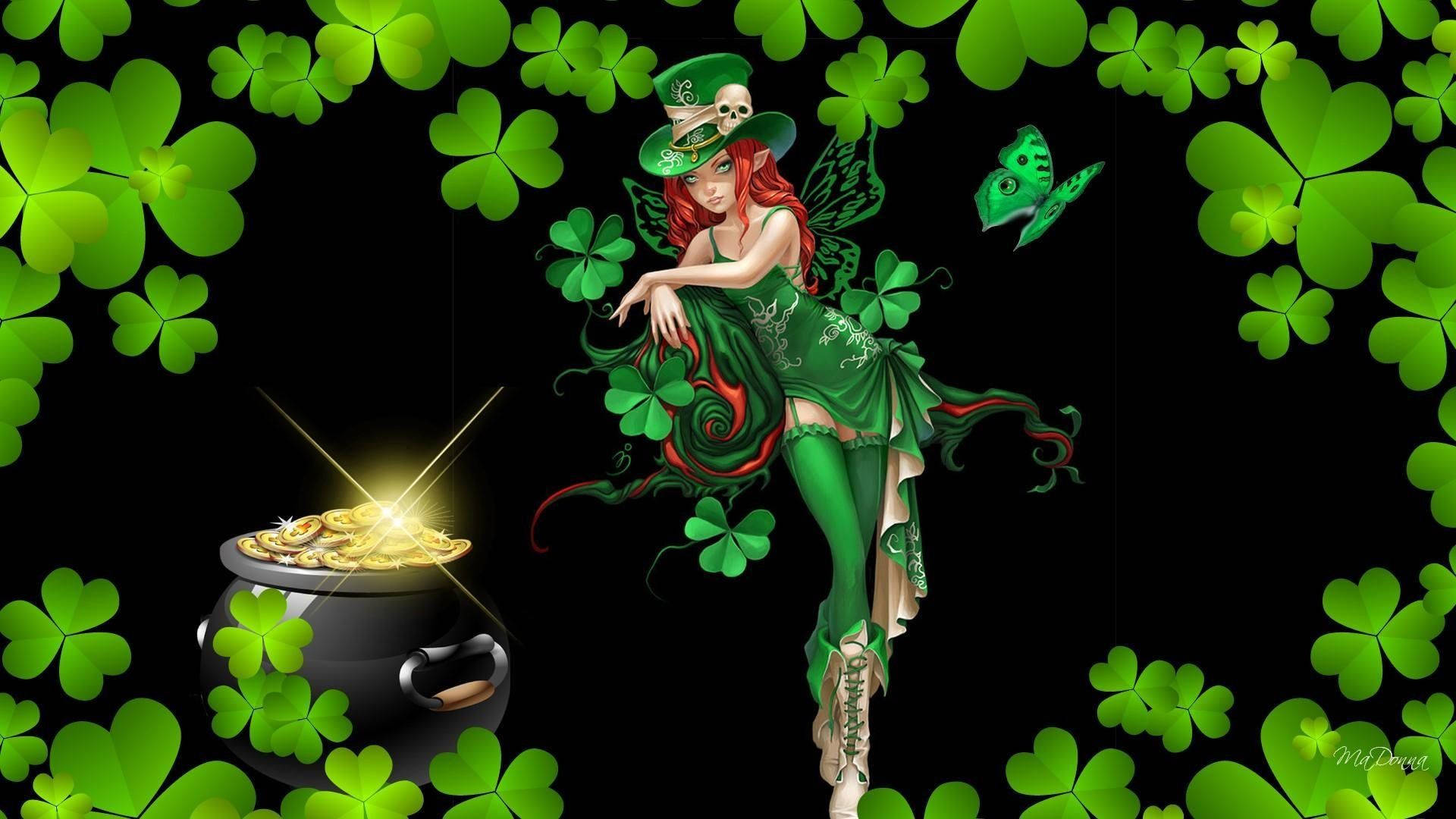 Green Irish Fairy Wallpaper