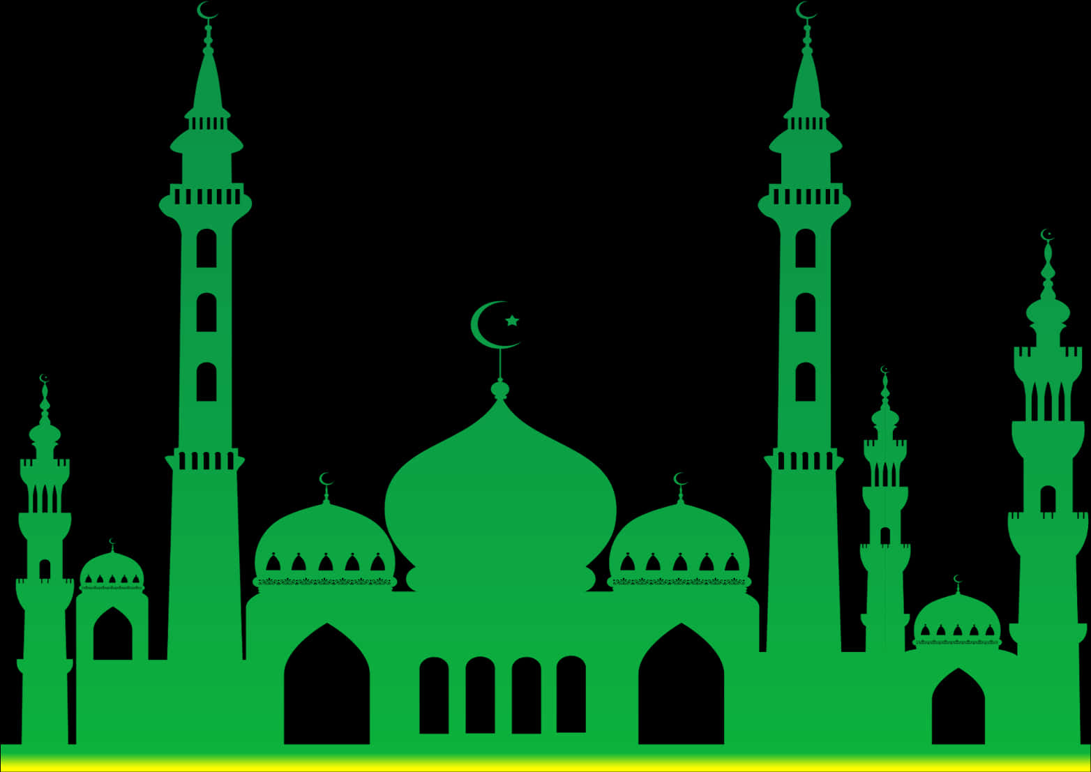 Green Islamic Silhouette Mosque Vector PNG