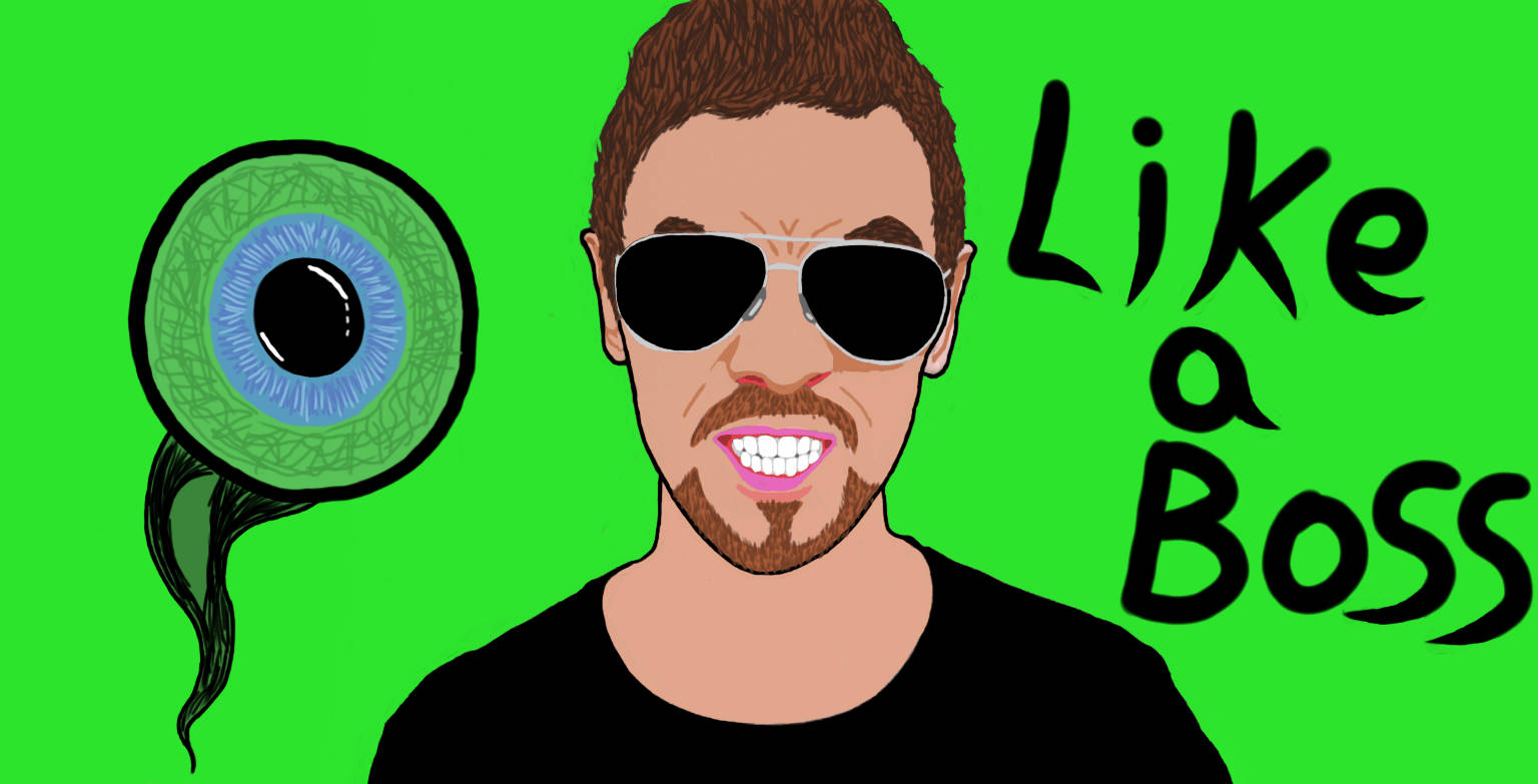 Enthusiastic Jacksepticeye Embracing his Motto Like a Boss Against a Vibrant Green Background Wallpaper