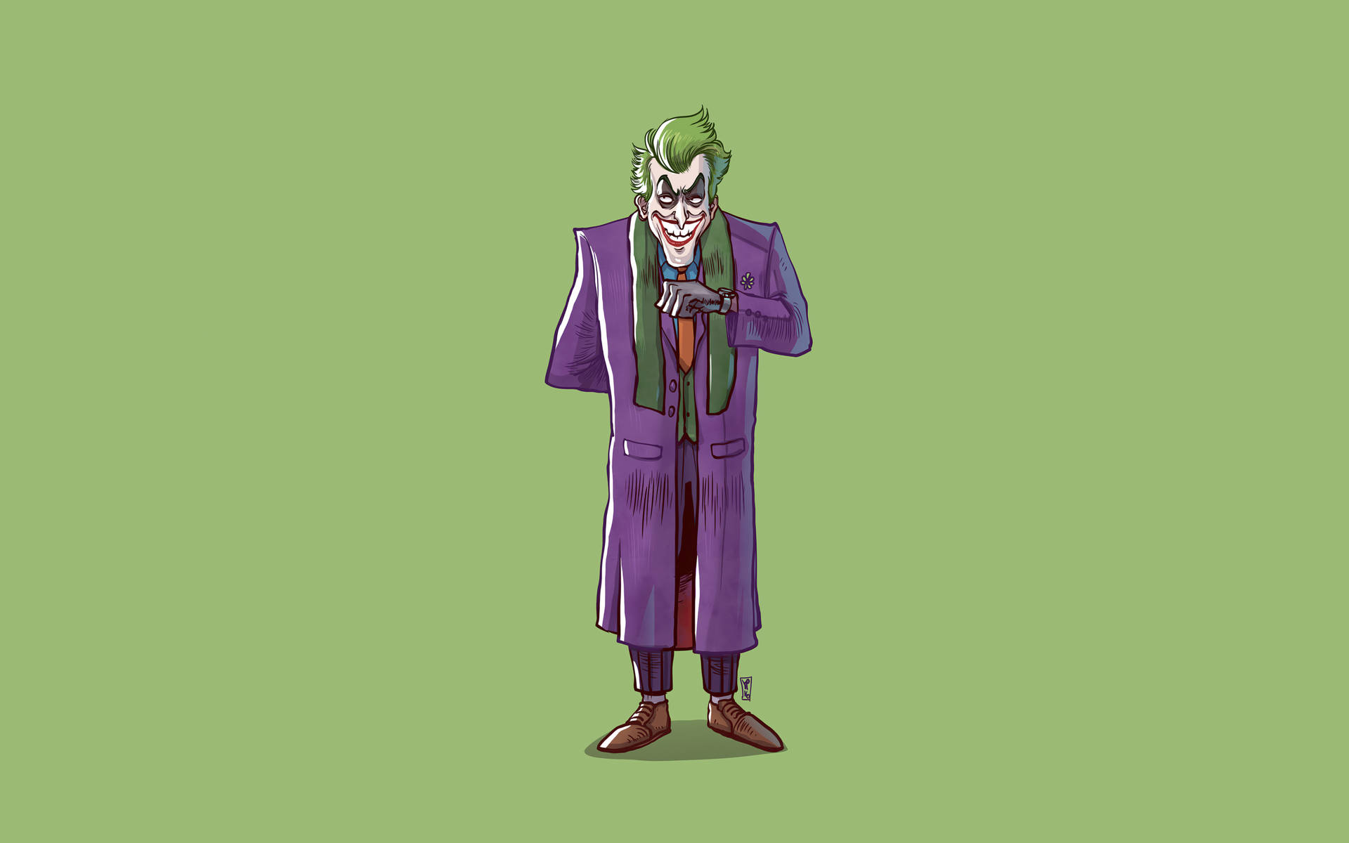 Grønne Joker-smileyer skaber en livlig atmosfære i rummet. Wallpaper