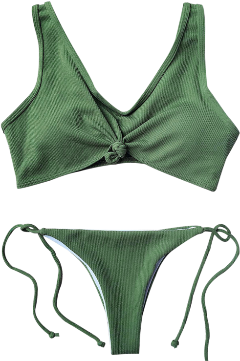 Green Knotted Bikini Set PNG