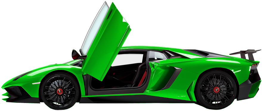 Green Lamborghini Aventador S V J Side View PNG