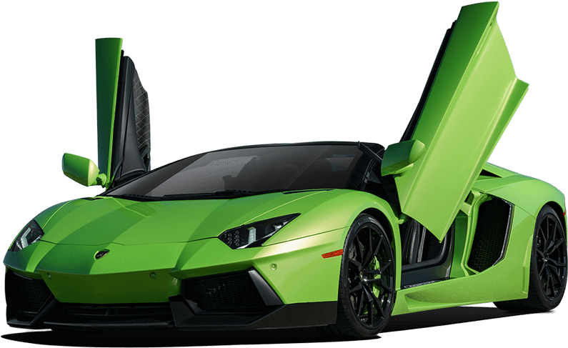 Green Lamborghini Aventadorwith Doors Up PNG