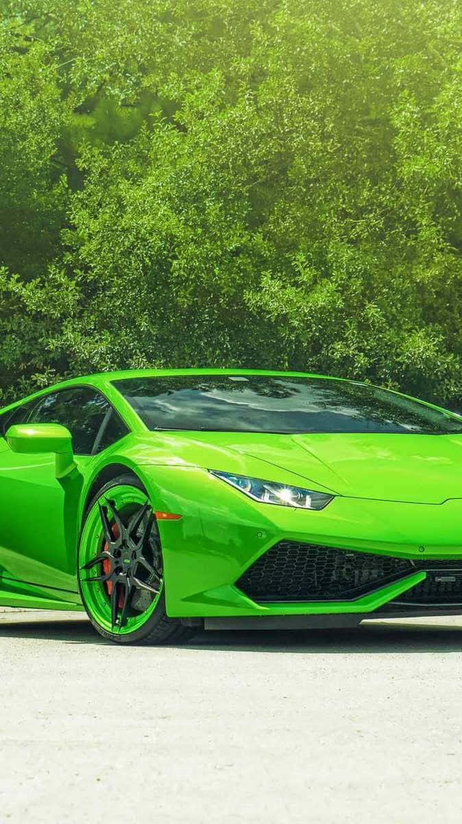 Fantasticotema Per Iphone Con Lamborghini Verde Sfondo
