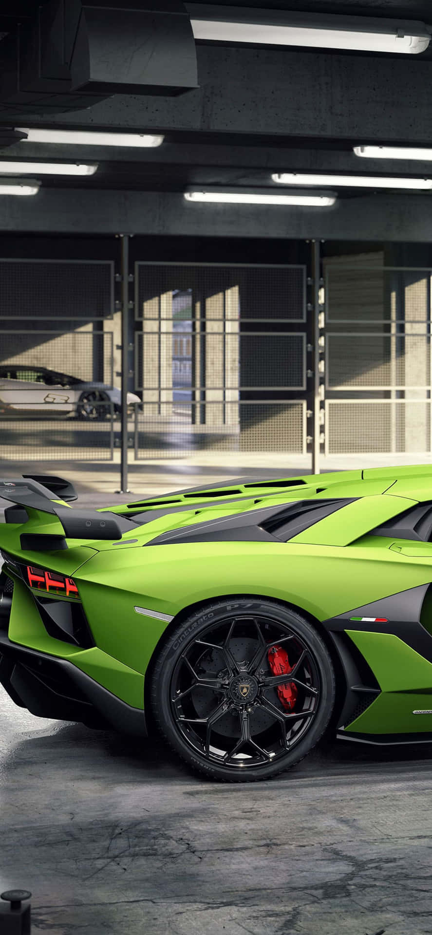 Goditii Lussi Della Vita In Una Lamborghini Verde. Sfondo