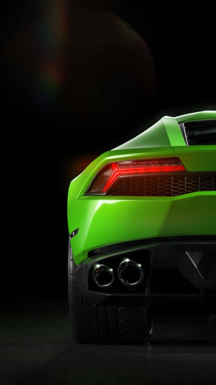 Visualizzazionedell'iphone Con Lamborghini Verde Sfondo