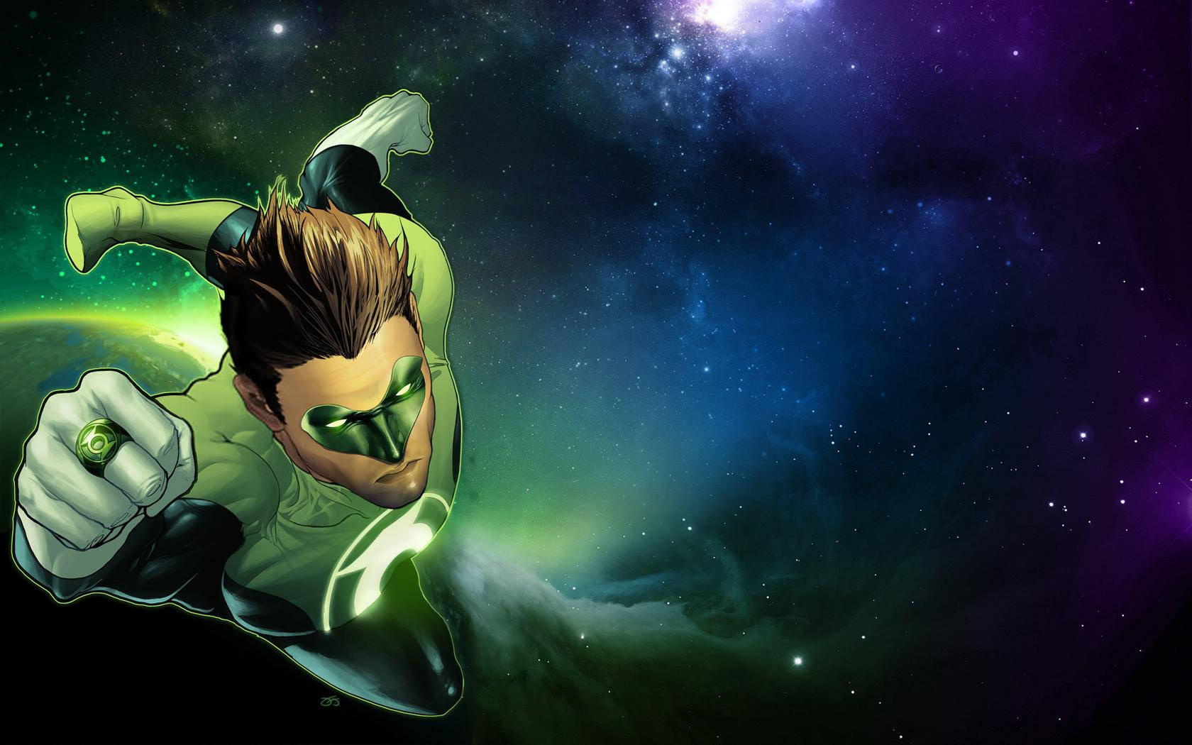 Green Lantern In Outer Space Background