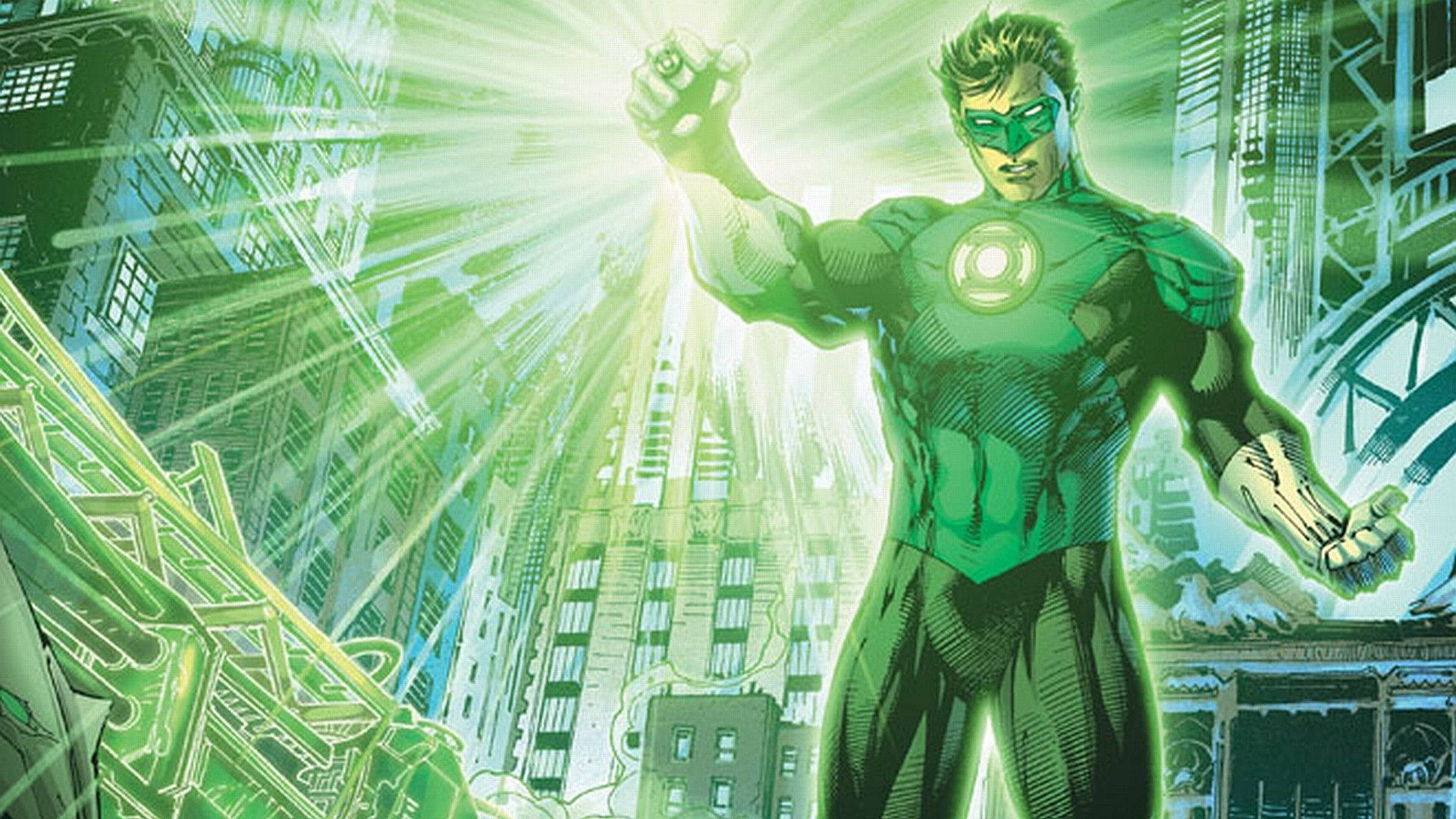 Green Lantern In The City Background