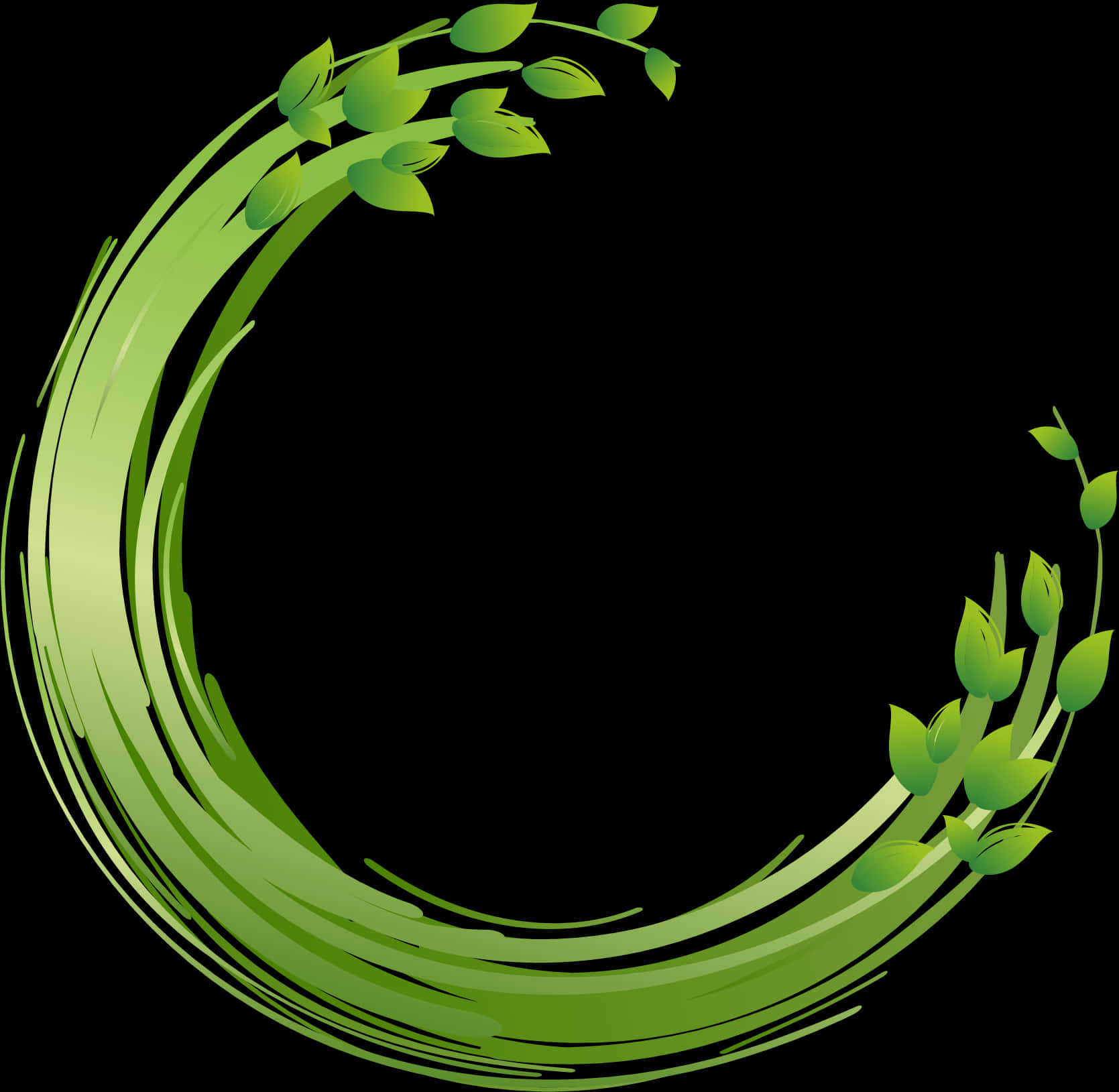 Green Leaf Circle Vector Graphic PNG