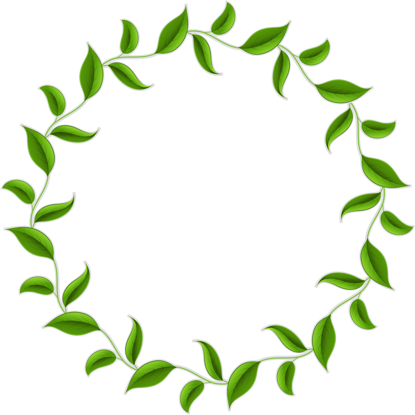 Green Leaf Circular Frame.png PNG