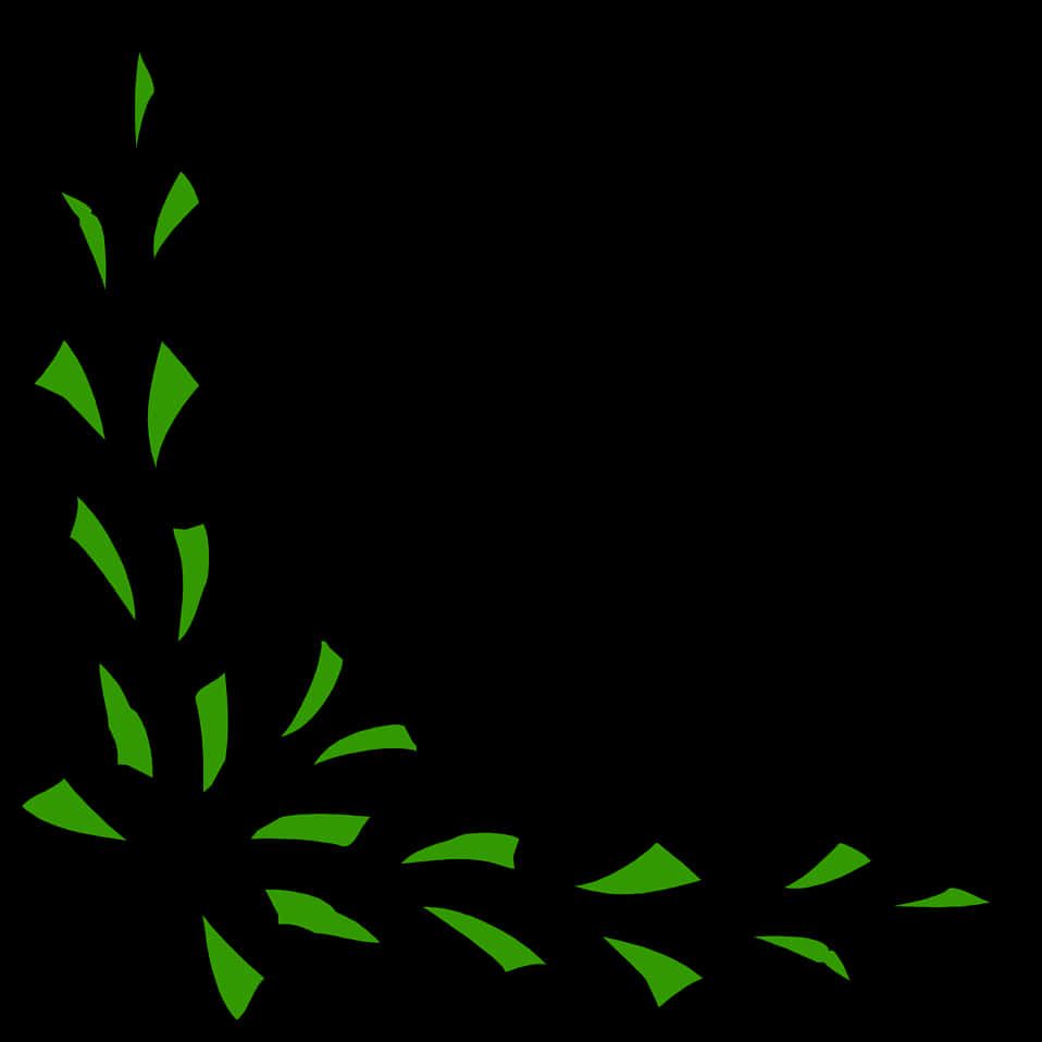 Green Leaf Corner Border Design PNG