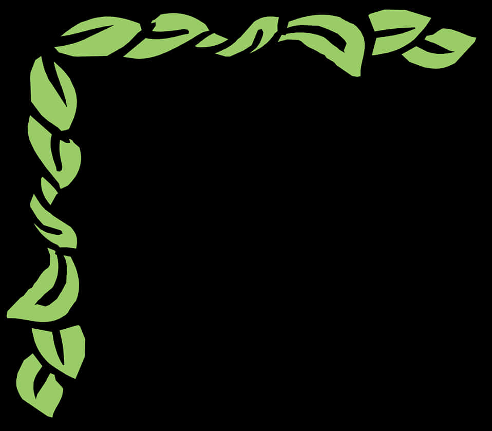 Green Leaf Corner Border Design PNG