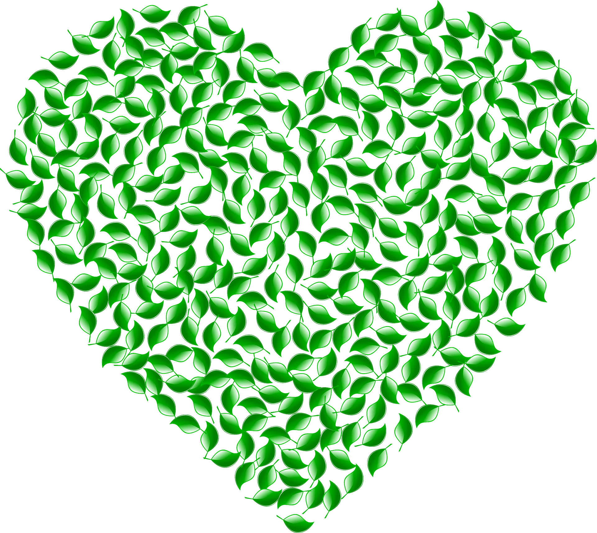Green Leaf Heart Vector PNG