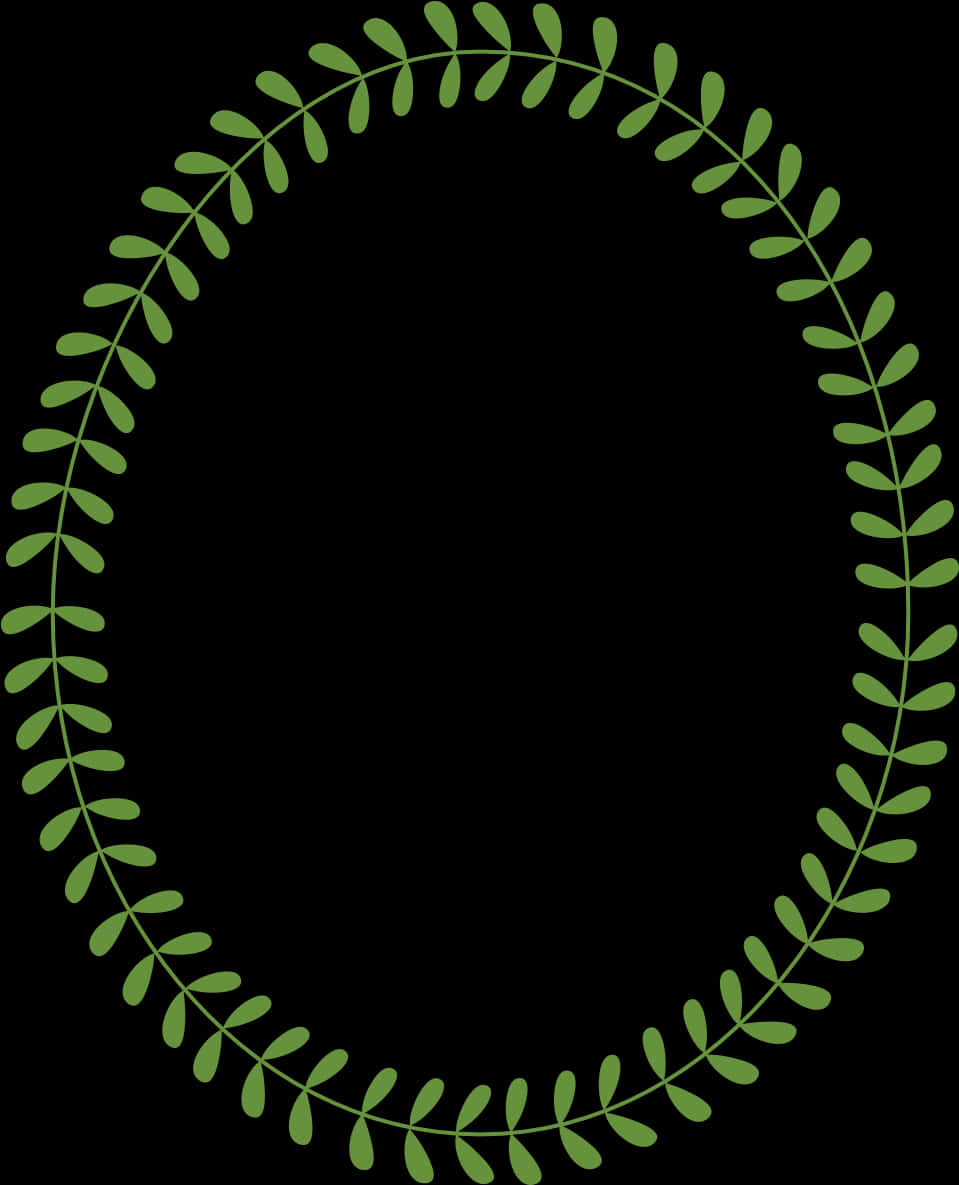 Green Leaf Oval Frame PNG