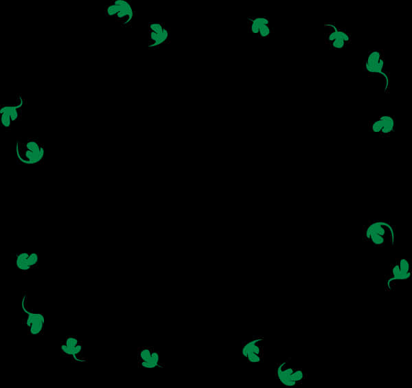 Green Leaf Patternon Black Background PNG