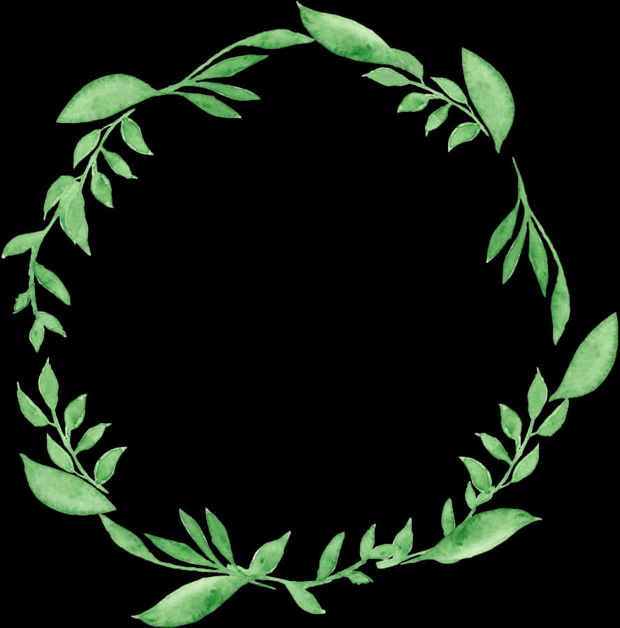 Green Leaf Watercolor Wreath PNG