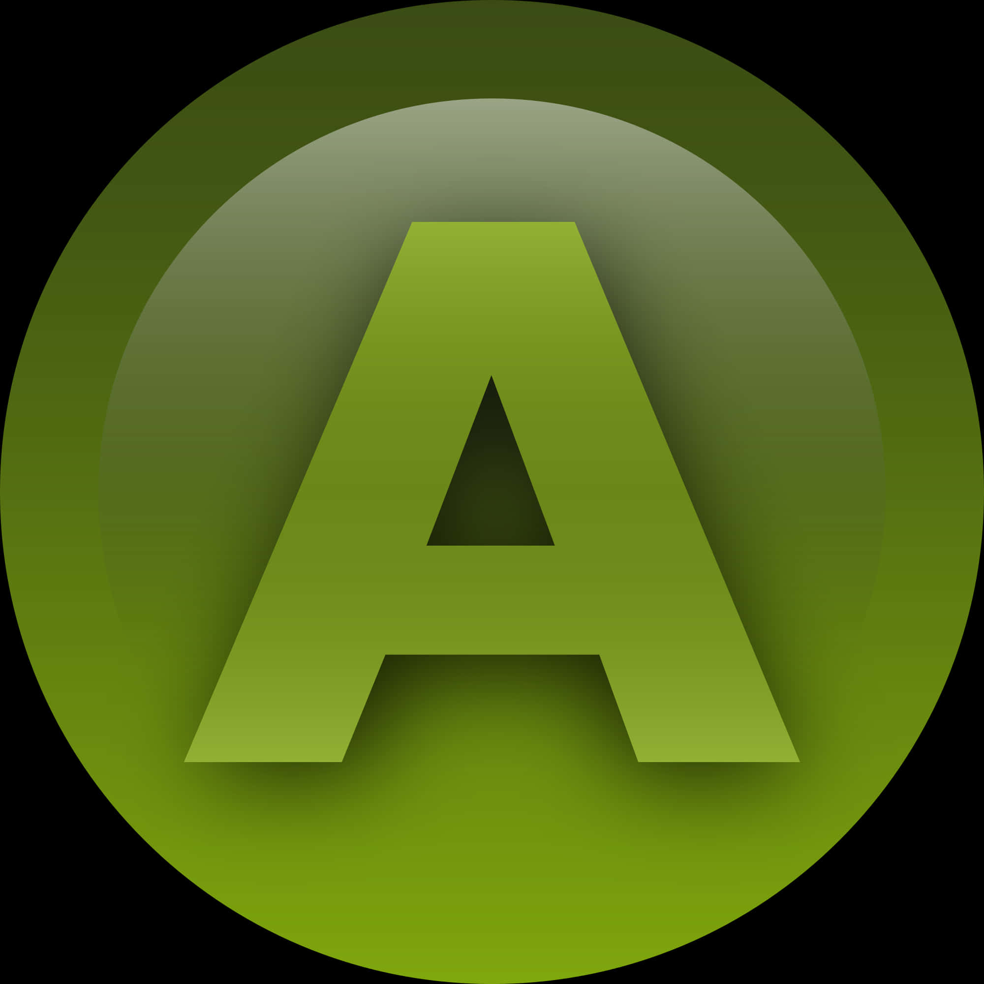 Green Letter A Button PNG