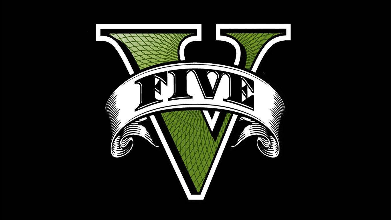 Green Letter V On Five