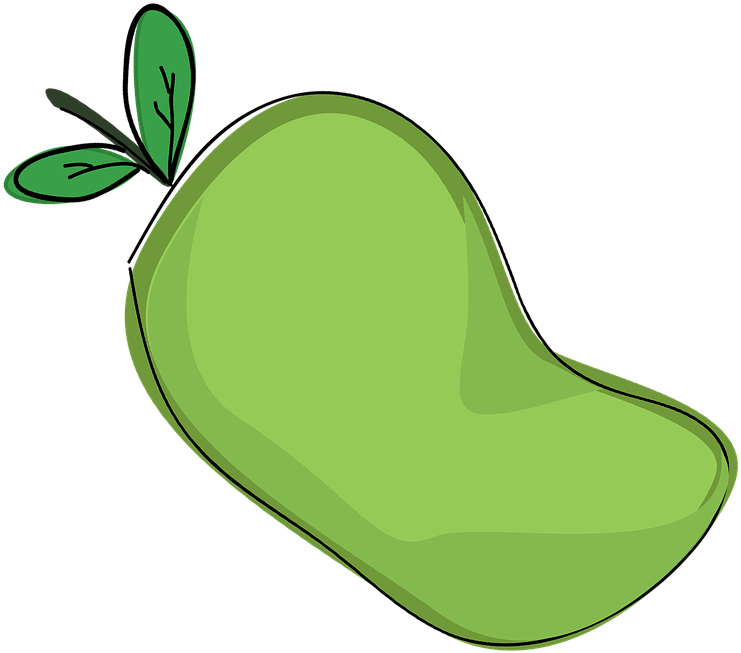 Green Mango Cartoon Illustration PNG