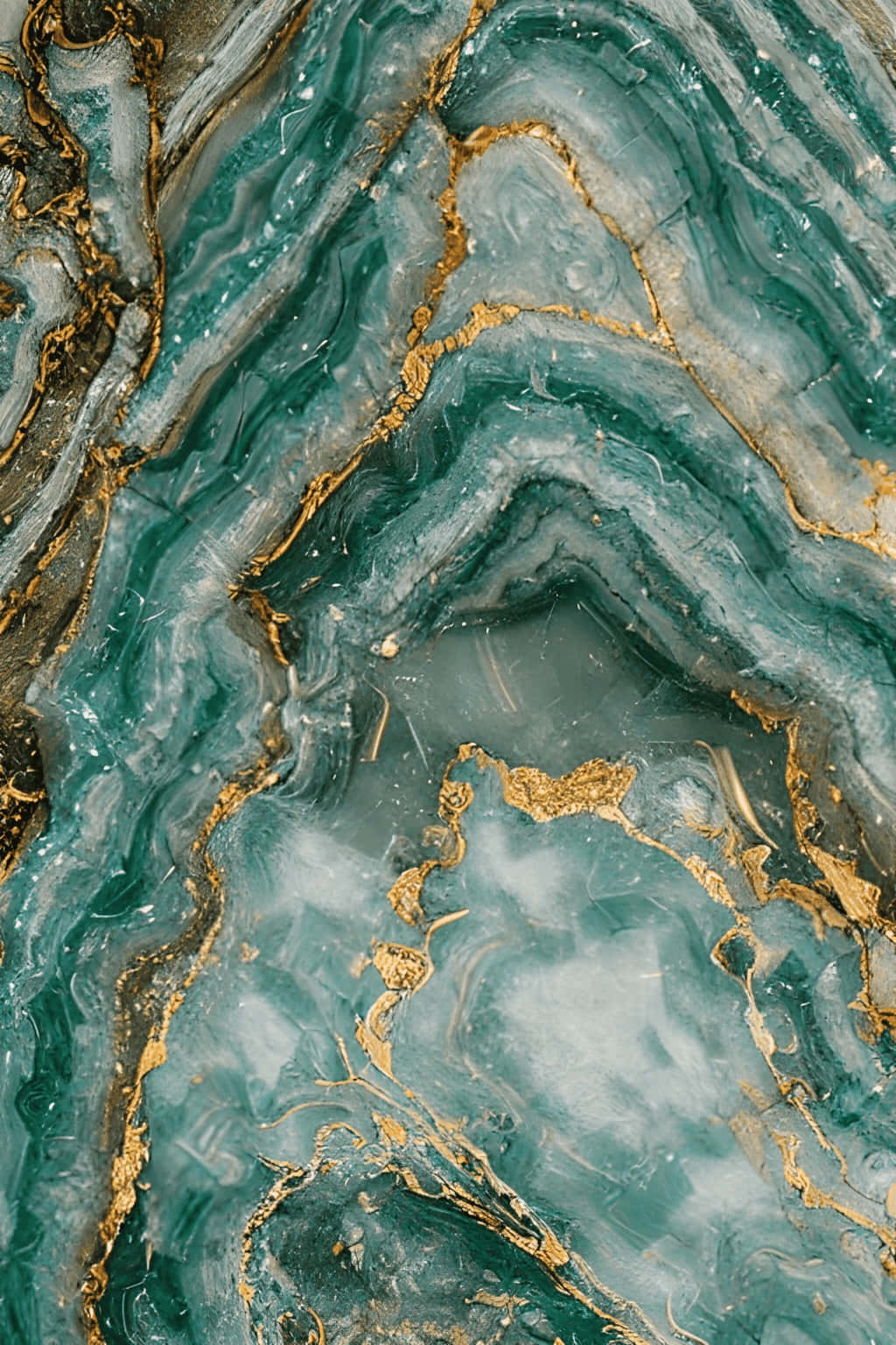 Green Marble Gold Veins Texture Wallpaper