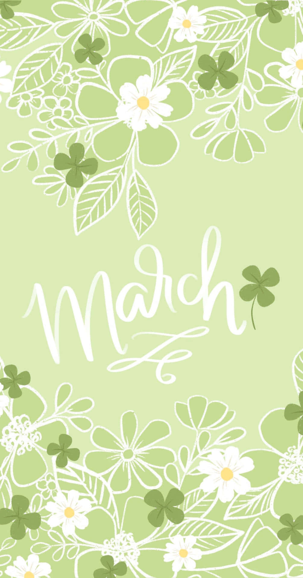Green March Floral Background Wallpaper