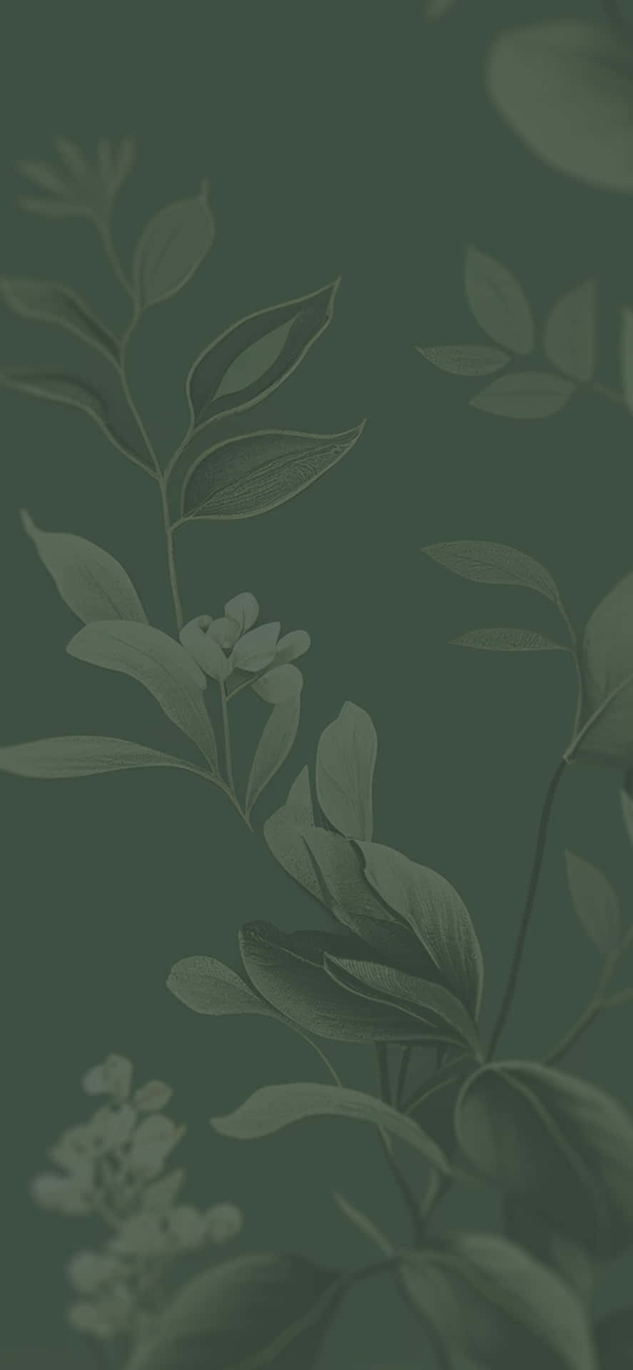 Green March Floral Silhouettes Wallpaper