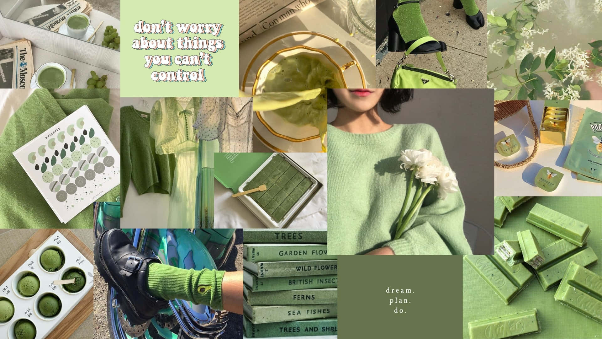 Green March Inspiration Collage Wallpaper