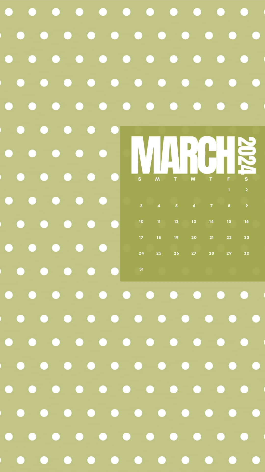 Green March2022 Calendar Aesthetic Wallpaper