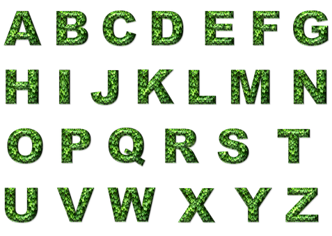 Green Matrix Style Alphabet PNG