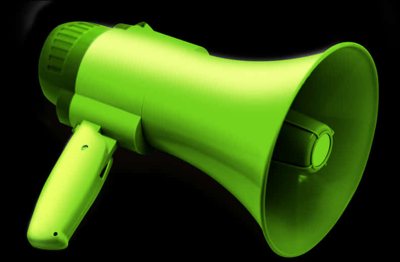 Green Megaphone Black Background PNG