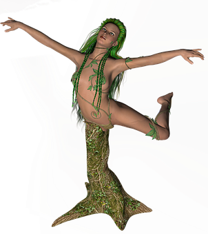 Green Mermaid Fantasy Art PNG