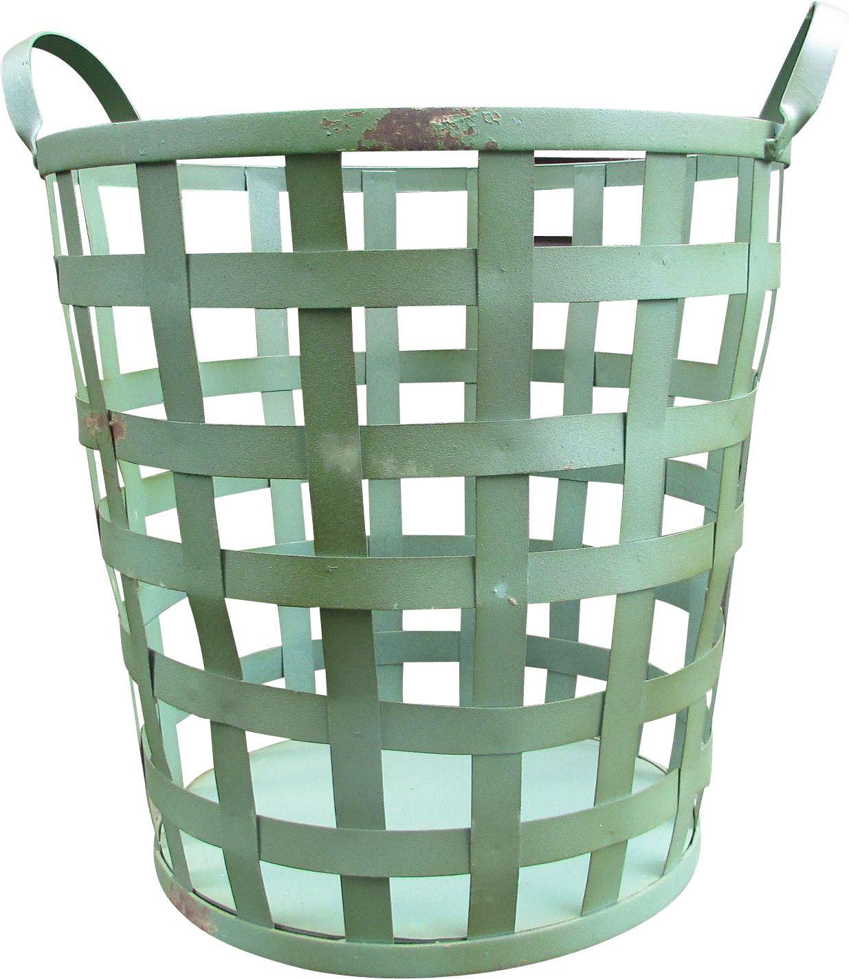 Green Metal Basket Isolated.png PNG