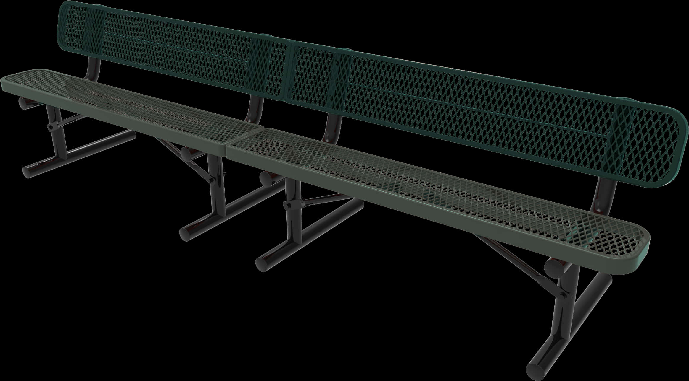 Green Metal Park Bench Isolated PNG